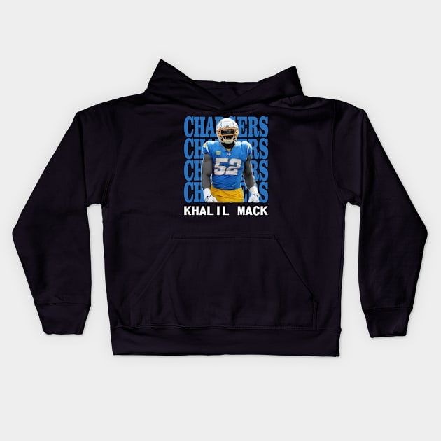 Los Angeles Chargers Khalil Mack 52 Kids Hoodie by Thejockandnerd